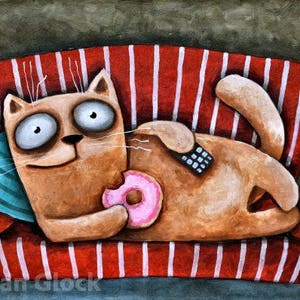 Donut Cat, home decor, couch cat, Sofa Cat Cat Lover Print, Nursery Decor