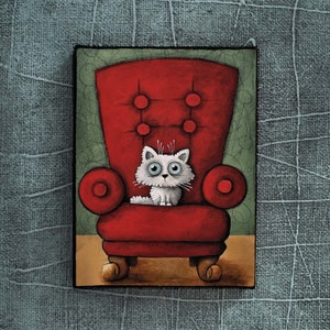 cat on armchair, Art print by the Berlin artist Ivan Glock, Picture, Print, Cat lover Gift
