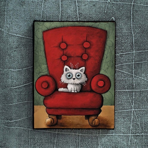 Cat on the Pillow Modern Art Print - Etsy