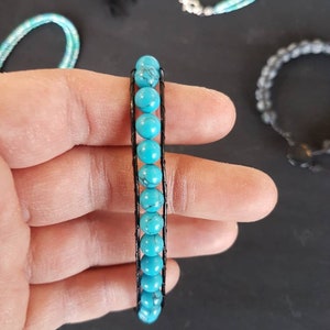 Turquoise leather bracelet