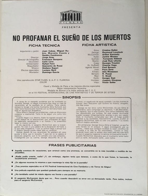 Spanish Sales Sheet No Profanar El Sueno De Los Muertos The Etsy