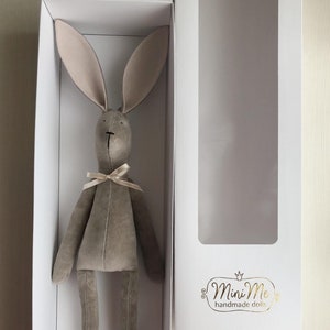 Coniglietto grigio, Peluche fatto a mano, Regalo per bambini piccoli, Regalo per bambini, Bambole coniglio, Regalo di Pasqua, Regalo di battesimo, Coniglietto personalizzato