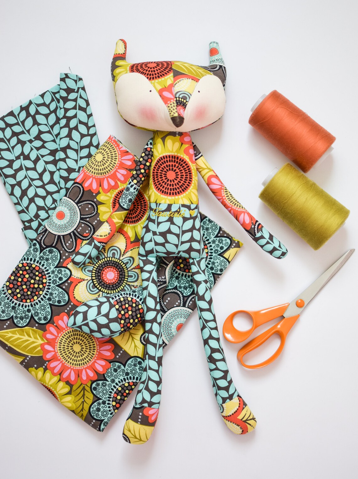 Patchwork Tilda Fox Textile Girl Doll Rag Doll Tilda Harvest Etsy