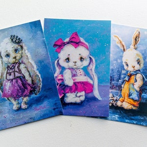 Set di 3 cartoline "Le mie bambole" Ragazza Bambino Ragazzo Carta e articoli per feste Carta Cancelleria Cartoline dall'Ucraina Biglietti d'auguri Buona fortuna Opere d'arte