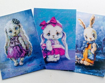 Postcard set of 3 "My dolls" Girl Child Boy Paper & Party Supplies Paper Stationery Postcards from Ukraine Greeting Cards Good Luck Artwork