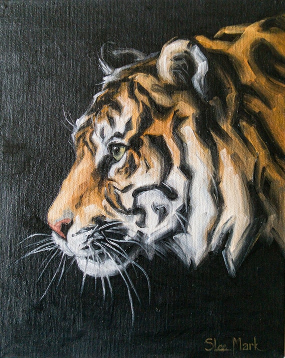 Tiger by S.Lee Mark Original oil painting Pet portrait Ginger portrait Animal painting Animal art Original art Home Living Home Decor Wall