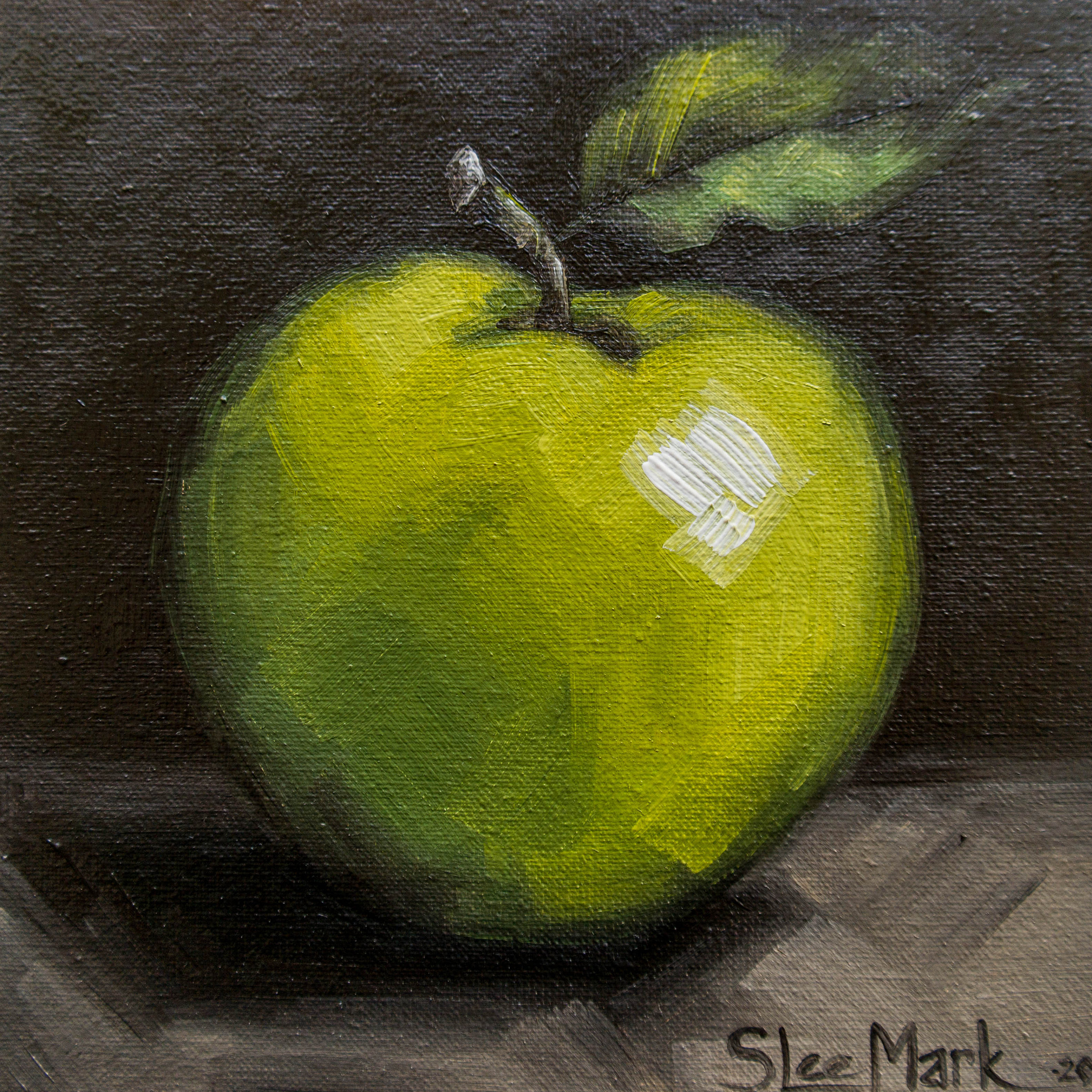 Apple Original Art 6x6 by S. Lee Mark - Stil Life Oil Apple Original Art 6x6 by S. Lee Mark - Stil Life Oil