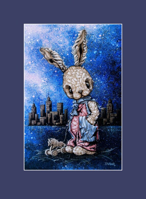 Rabbit Romeo 26" Original Modern art by S. Lee Mark Home & Living Home Décor Wall Décor Wall Hangings Rabbit Paintings Banny