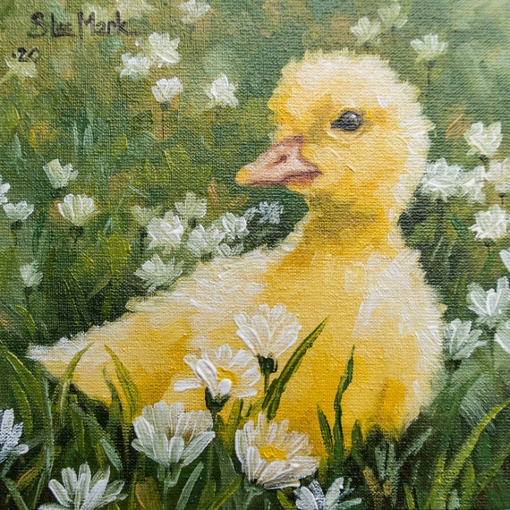 Little Duck Original Art 6x6 by S. Lee Mark Still Life Art | Etsy