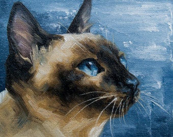 Waiting for... Original art 6x6 by S. Lee Mark - Cat oil painting, Pet portrait, Ginger cat, Cat portrait, Animal painting, Animal art