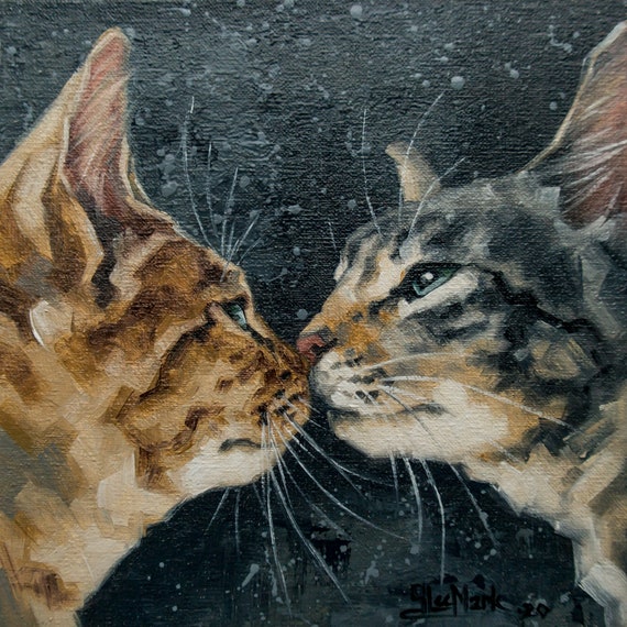 Cat oil painting, Pet portrait, Ginger cat, Cat portrait, Animal painting, Animal art, Original art, 6x6 by S.Lee Mark