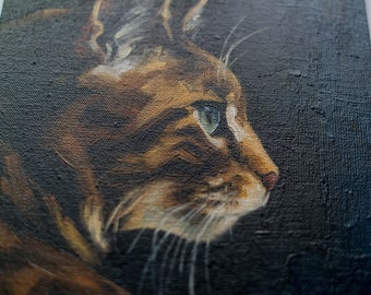 S.Lee マークによるサイト 8 インチ 猫の油絵 ペットのポート