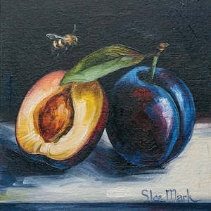 Be a Bee Original Art 6x6 by S. Lee Mark - Stil Life Oil Be a Bee Original Art 6x6 by S. Lee Mark - Stil Life Oil