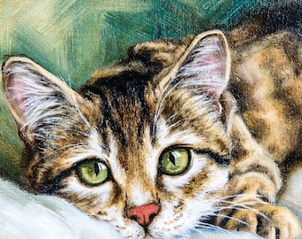 猫サンタ爪 8 インチ S.Lee マーク猫油絵カスタムペットポートレート