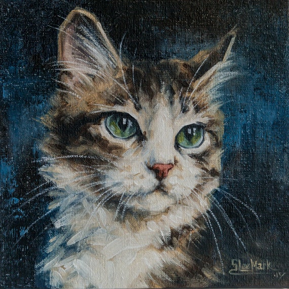 Maks Original art 6"x6" by S. Lee Mark Cat oil painting, Pet portrait, Ginger cat, Cat portrait, Animal painting, Animal art