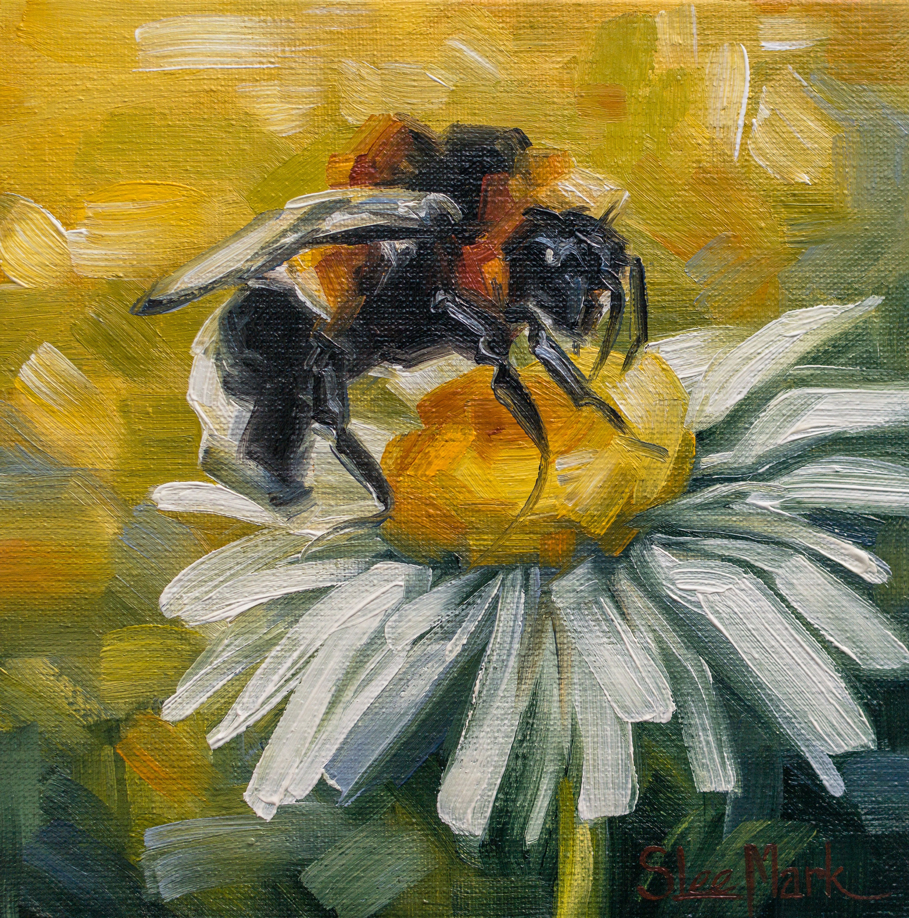 Be a Bee Original Art 6x6 by S. Lee Mark Stil Life Oil Painting Bee Art Chamomile Still Life Flowers Painting Small Art - Etsy Be a Bee Original Art 6x6 by S. Lee Mark Stil Life Oil Painting Bee Art Chamomile Still Life Flowers Painting Small Art - Etsy