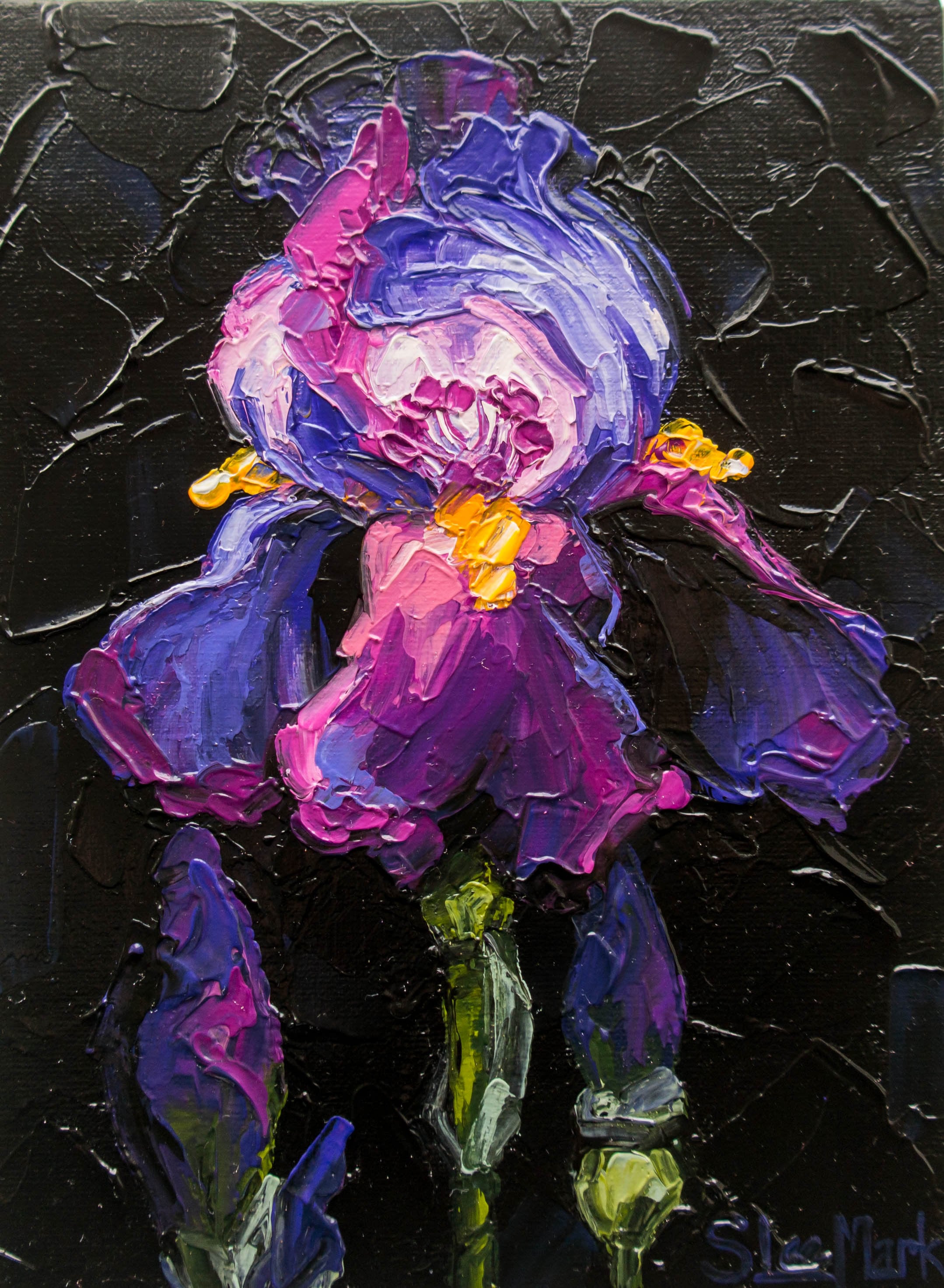 Iris Flower Original Art 9x8