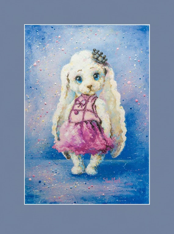 Barbie Rabbit Betti 20" Modern Original art by S. Lee Mark rabbit princess bunny animal fine art painting rabbit queen Barbie bunny pink