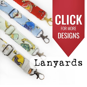 Harry Wizard fabric Lanyard | handmade | character Lanyards | X-long lanyard | ID badge holder | wizard mascot  Raven Huffle Gryffin Slyther