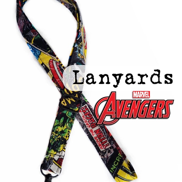 cotton Lanyard Marvel Avengers | Captain America Hulk Spider Man Iron Man Wolverine Dr Strange | handmade | X-long lanyard | ID badge holder