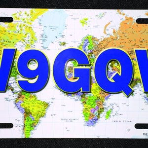 Amateur Radio World Map License Plate