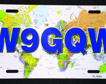Amateur Radio World Map License Plate