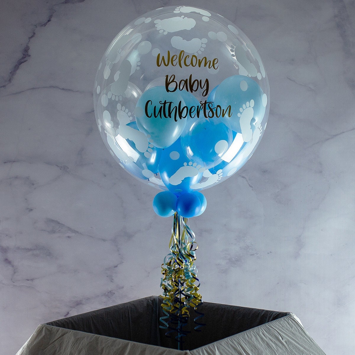 Personalised Baby Feet Bubble | Welcome Baby /Baby Shower/Newborn Gift - Inflated & Boxed