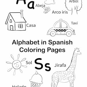 Páginas para colorir do alfabeto para crianças pequenas, habilidades de colorir e agarrar, ideia de livro de atividades de aprendizagem em espanhol