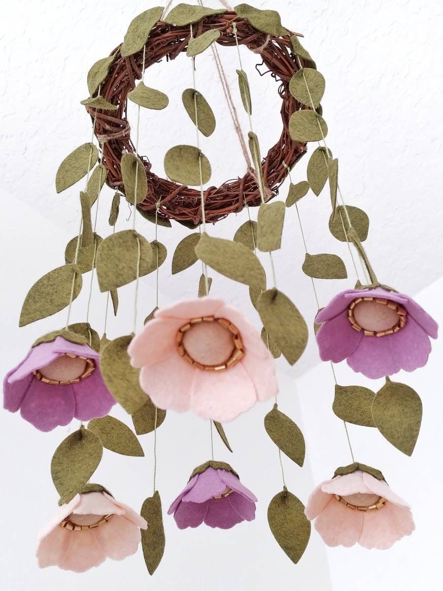 Pink and Purple Flower Mobile Floral Mobile Nursery Decor Etsy