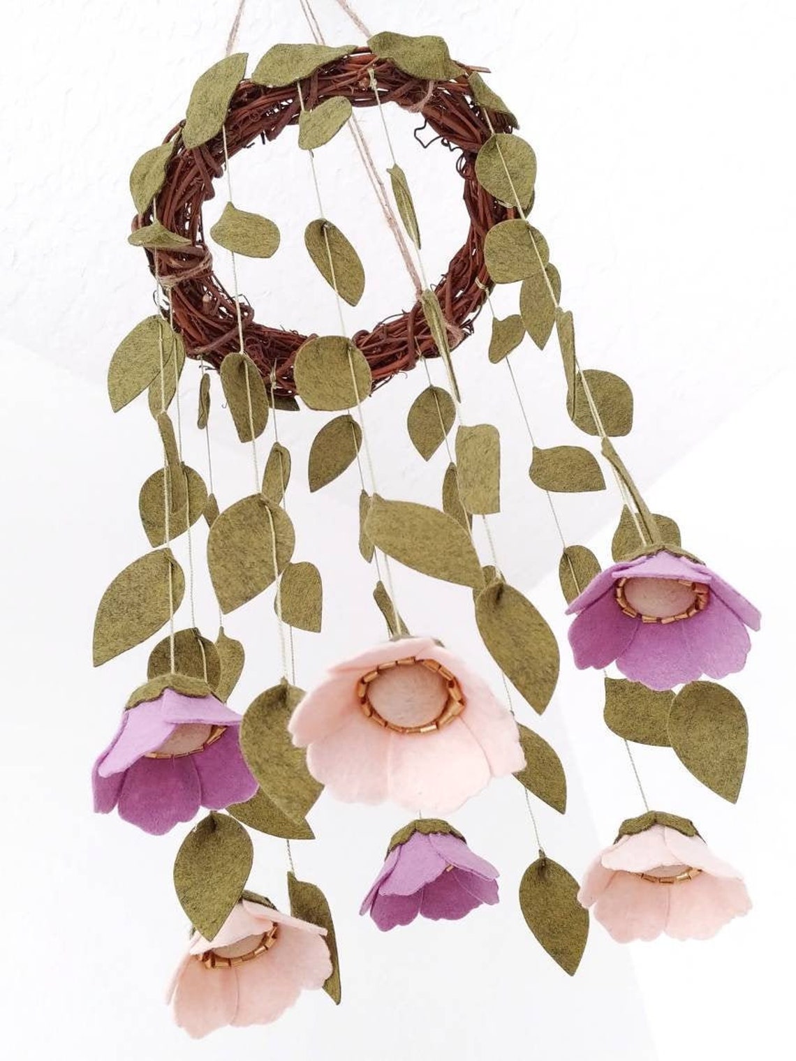 Pink and Purple Flower Mobile Floral Mobile Nursery Decor Etsy