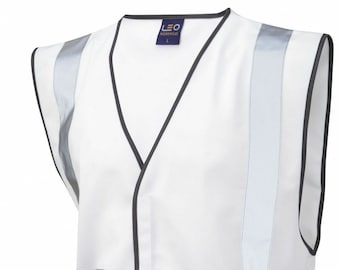 White Hi Visibility Reflective Safety Vest Hi Viz Ideal for Printing or Embroidery Great for Riding Walking or Running