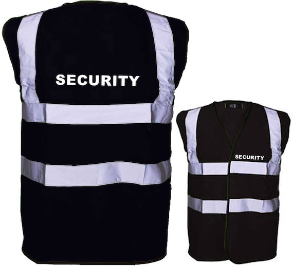 Schwarze SECURITY Hallo Sicht Reflektierende Sicherheitsweste Hi Viz Ideal  für Sicherheitspersonal Bedruckte SECURITY Vorder und Rückseite - .de