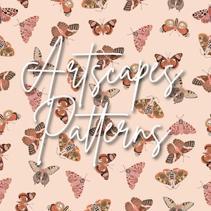 Boho Butterfly/Moth Seamless Pattern| Retro Seamless Pattern for fabric