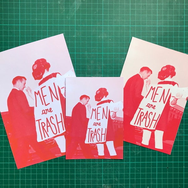 photomontage “men are trash” - A5 print, postcard and sticker