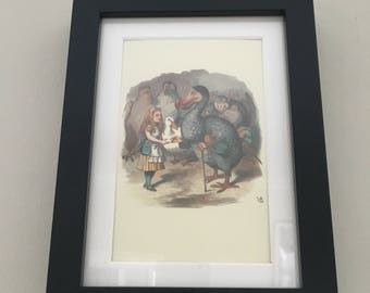 Classic Alice in Wonderland Illustration - framed Postcard - Alice with Dodo