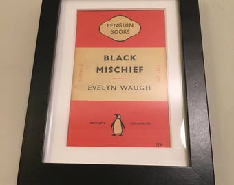 Classic Penguin Book cover print- framed - Black Msichief by Evelyn Waugh