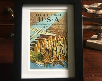 Retro Ladybird Book cover Framed. Flight Three U.S.A