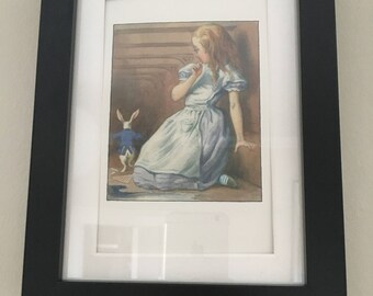 Classic Alice in Wonderland Illustration - framed Postcard - Alice