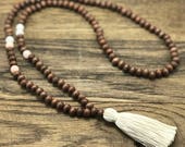 Mala Necklace 108, Mala Necklace With Tassel, Wood Mala Necklace, Mala Tassel Necklace, Mala With Tassel, Mala Wood Necklace