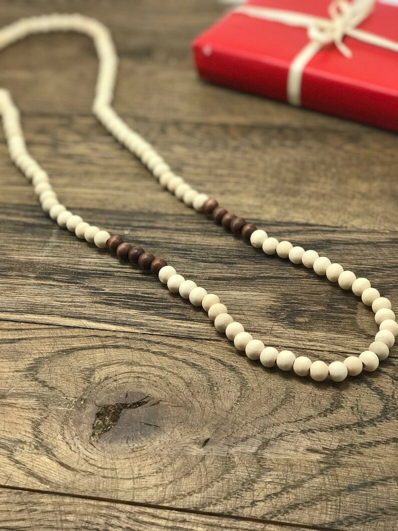 wood bead necklace women's
