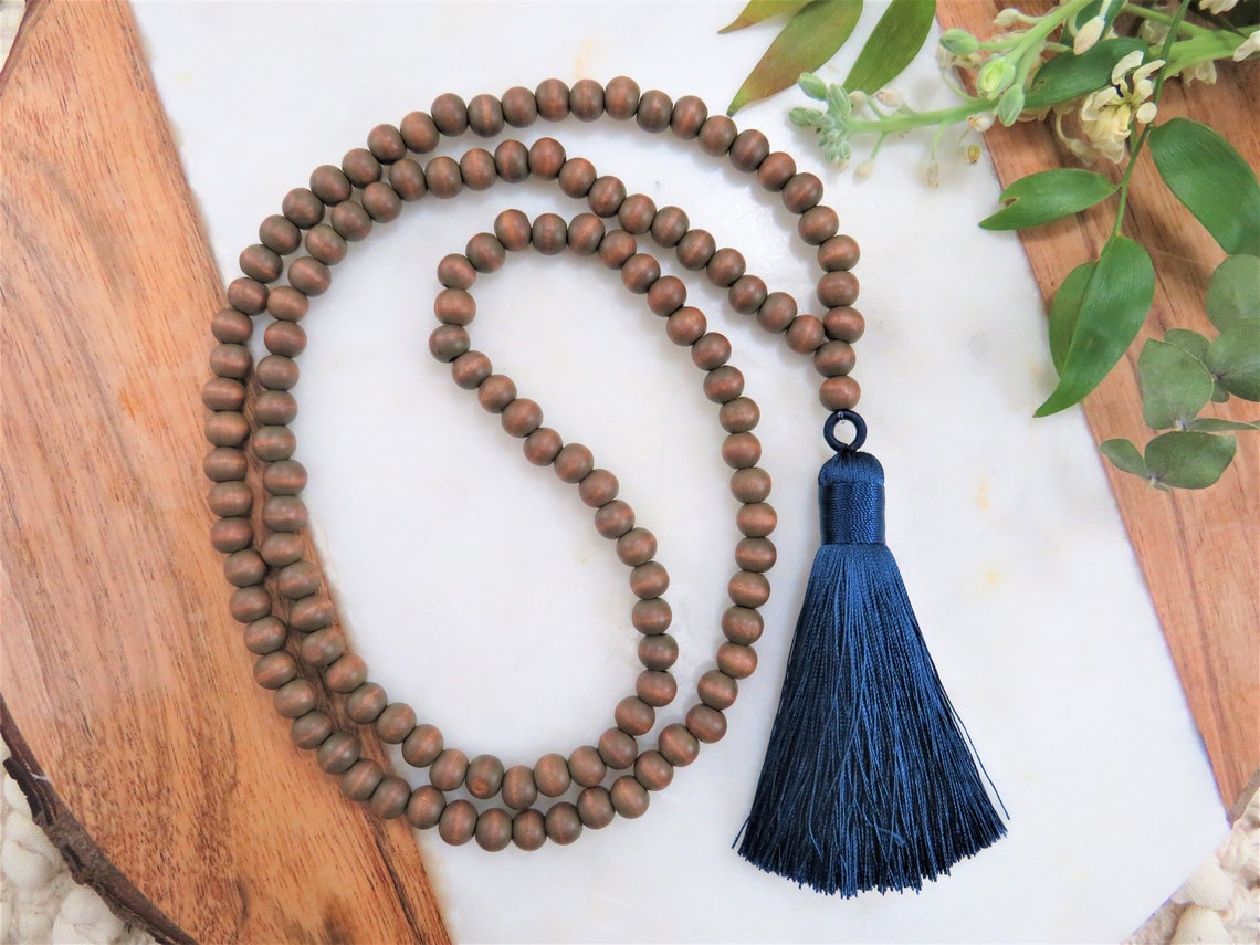 Wooden Bead Tassel Necklace Beaded Tassel Necklace Wood Bead Etsy