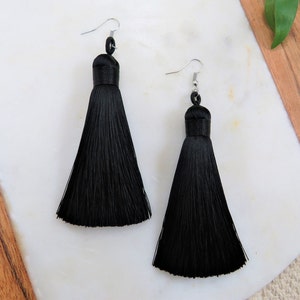 Tassel Earrings, Black Tassel Earrings, Boho Tassel Earrings, Tassel Earrings Black, Earrings Handmade, Black Tassel Earrings Set