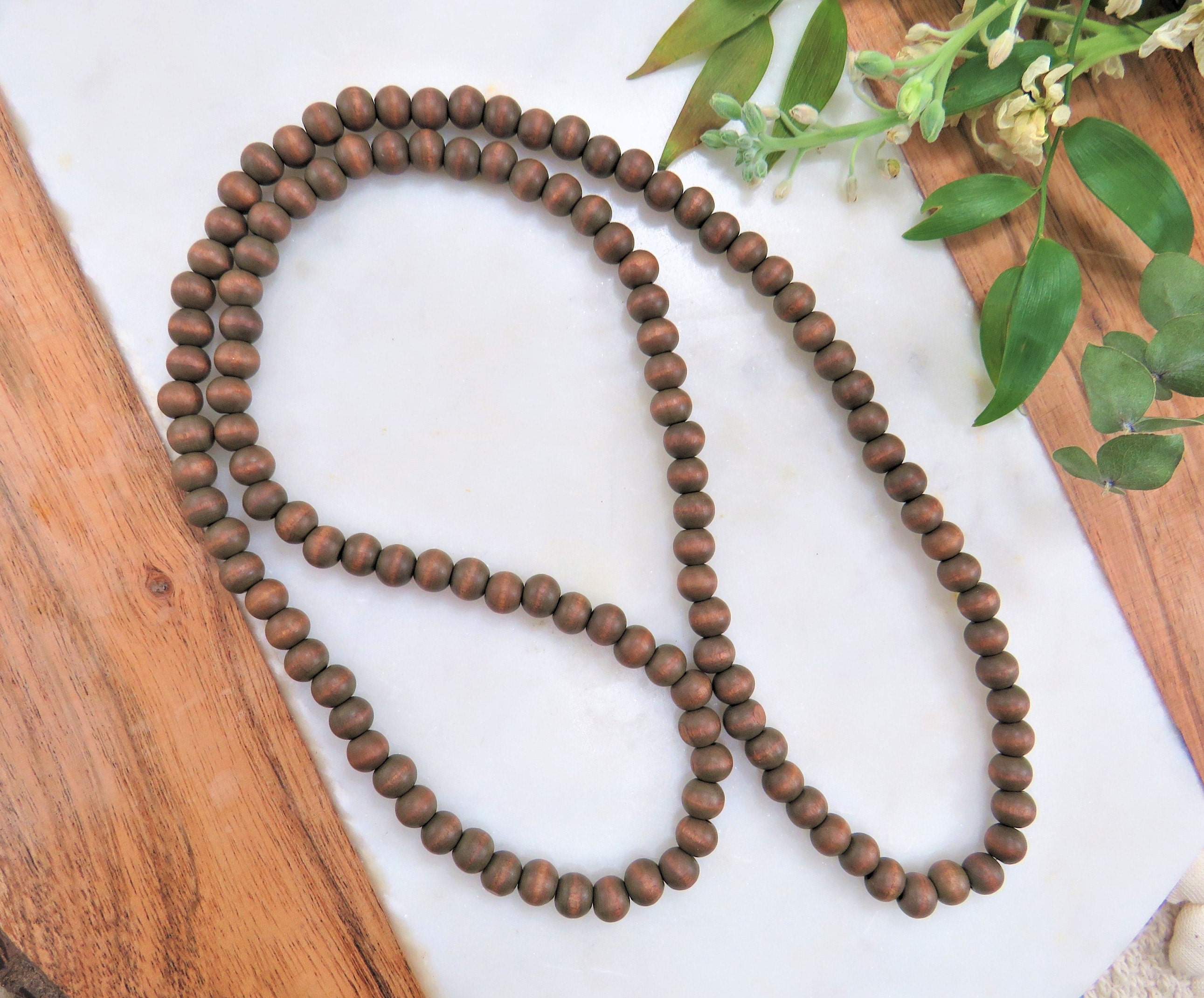 Wood Bead Necklace Wood Beaded Necklace - Etsy