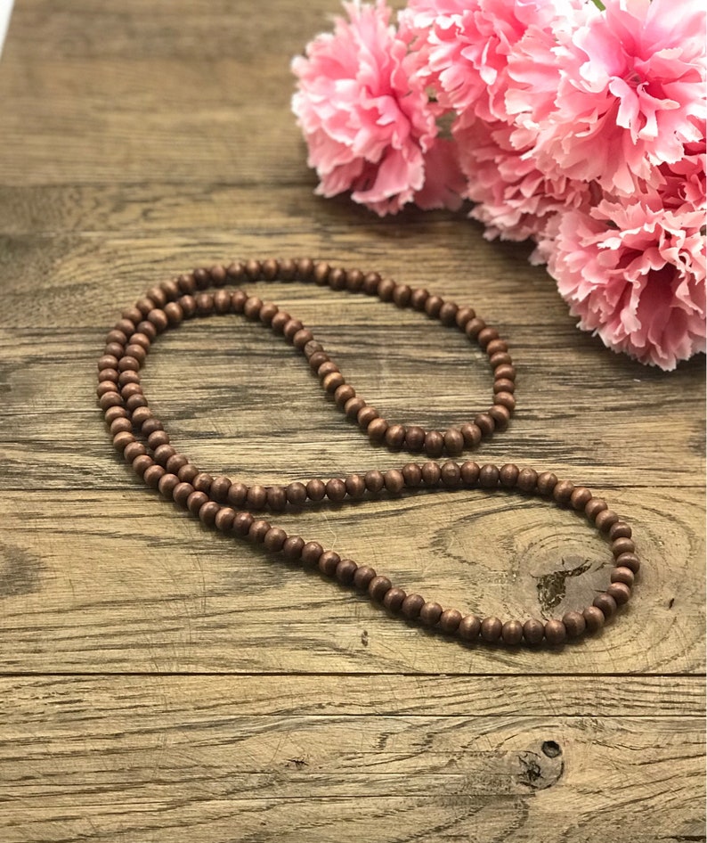 Wood Beaded Necklace Wooden Bead Necklace Beaded Necklace Boho Wood Necklace Wood Bead Necklace Wooden Beaded Necklace