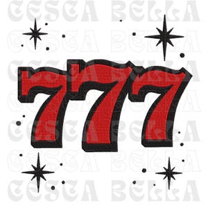 Lucky 777 Embroidery File – Digital Download | Retro Slot Machine Design | Instant Download