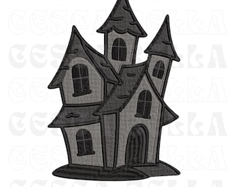 Haunted House Embroidery Design Halloween Machine Embroidery File Instant Download
