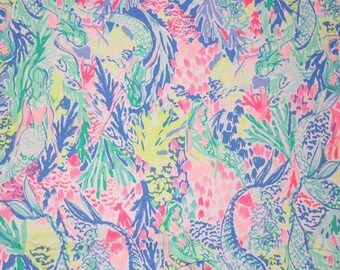 Lilly Pulitzer Mermaid Cove Fabric 18" Square or By The Yard Summer 2018