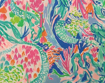 Lilly Pottery Barn Mermaid Cove Fabric 18" Square or By The Yard