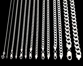 New High Quality Solid Genuine 925 Sterling Silver Cuban link Chain Cuba link, Men's Chains Women's Chains Necklace USA Made, Ship from USA