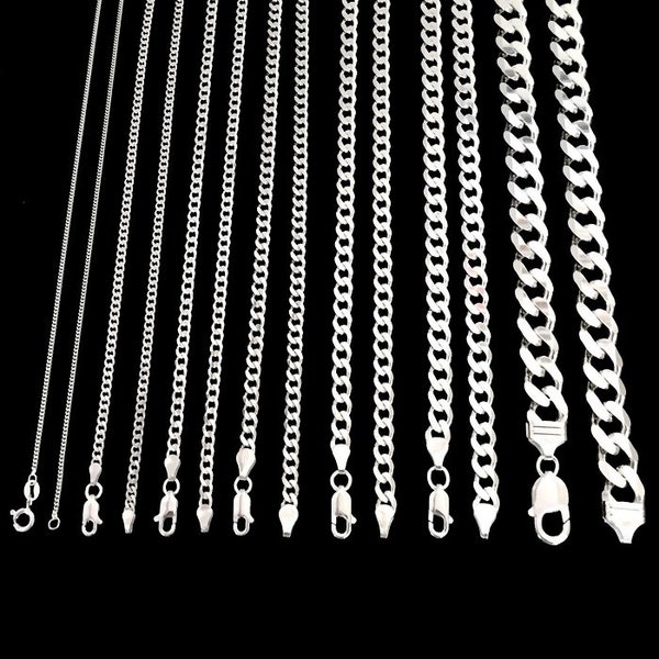 New High Quality Solid Genuine 925 Sterling Silver Cuban link Chain Cuba link, Men's Chains Women's Chains Necklace USA Made, Ship from USA